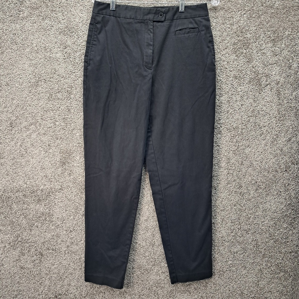 Talbots Womens Black Cotton Stretch Tapered Ankle‎ Dress Pants Size 10 High Rise
